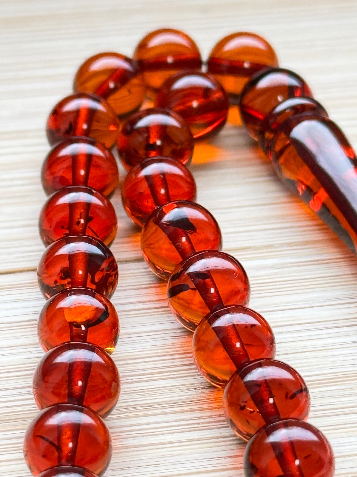 Rond geslepen 100% Kaliningrad Barnsteen/Kehribar Tespih