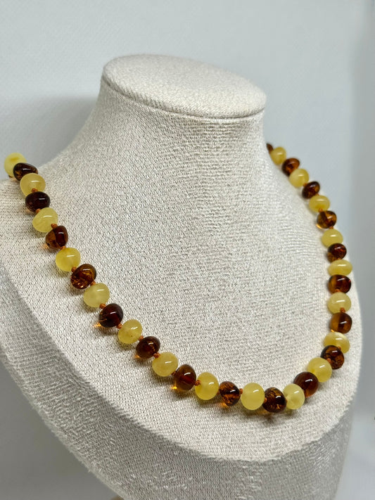 Kehribar Kolye - Tereyağı ve Konyak (44 cm)