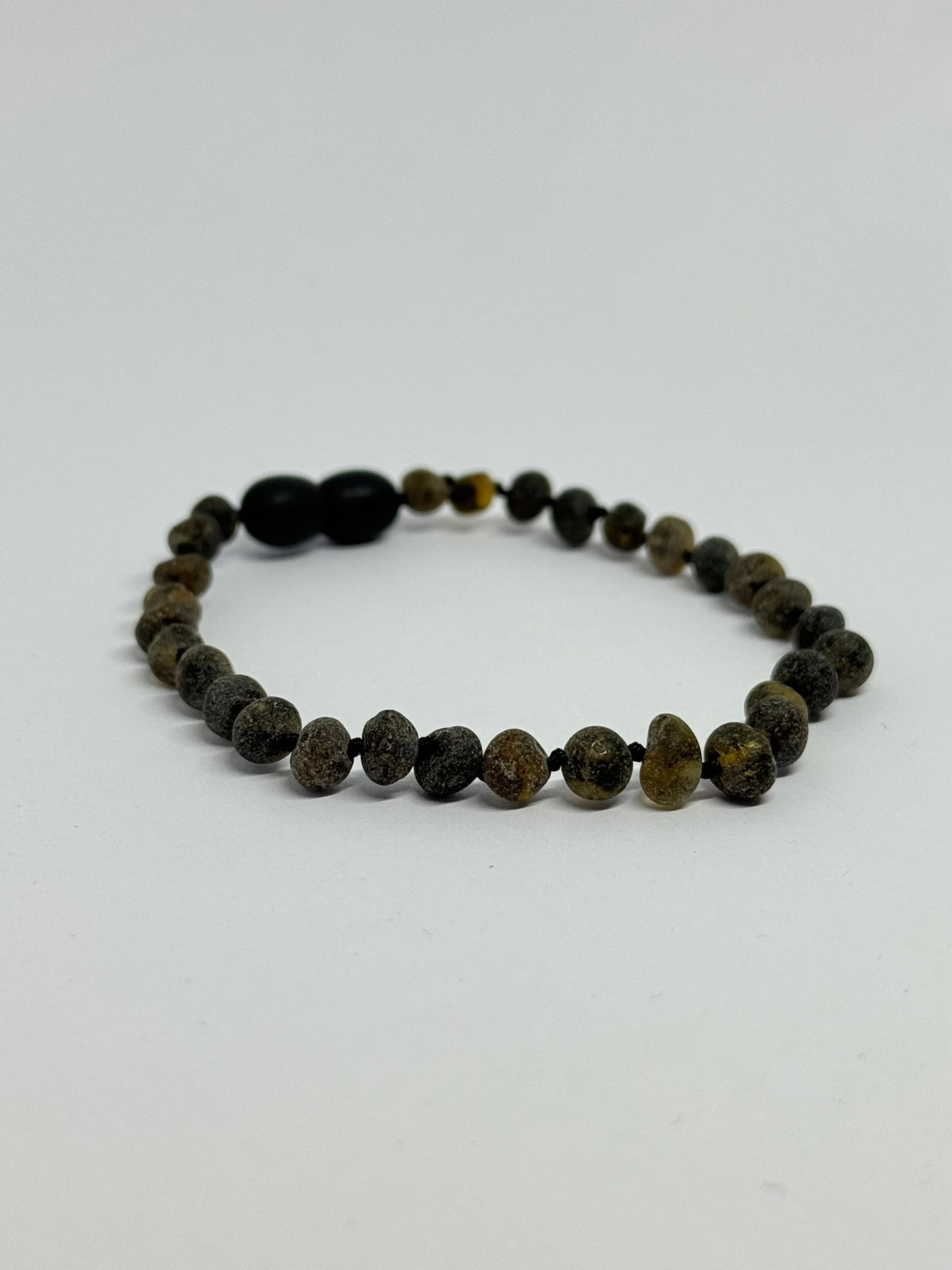 Ham Kehribar Bileklik - Koyu Yeşil (19-21 cm)