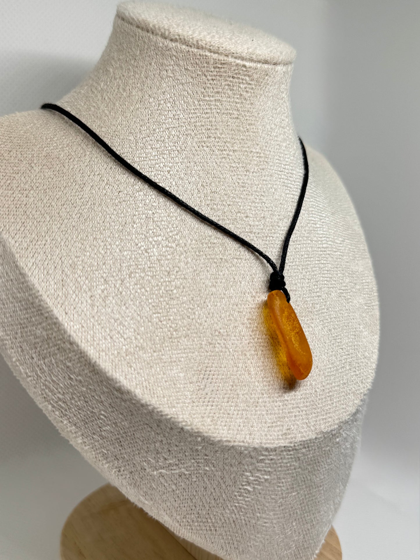 Ruwe Barnsteen Ketting - Honing (verstelbaar touw)