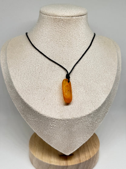 Ruwe Barnsteen Ketting - Honing (verstelbaar touw)