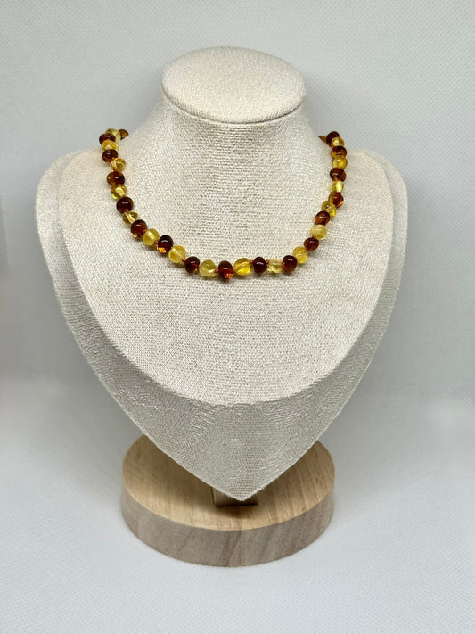 Kehribar Bebek Kolye - Konyak ve Bal (33 cm)