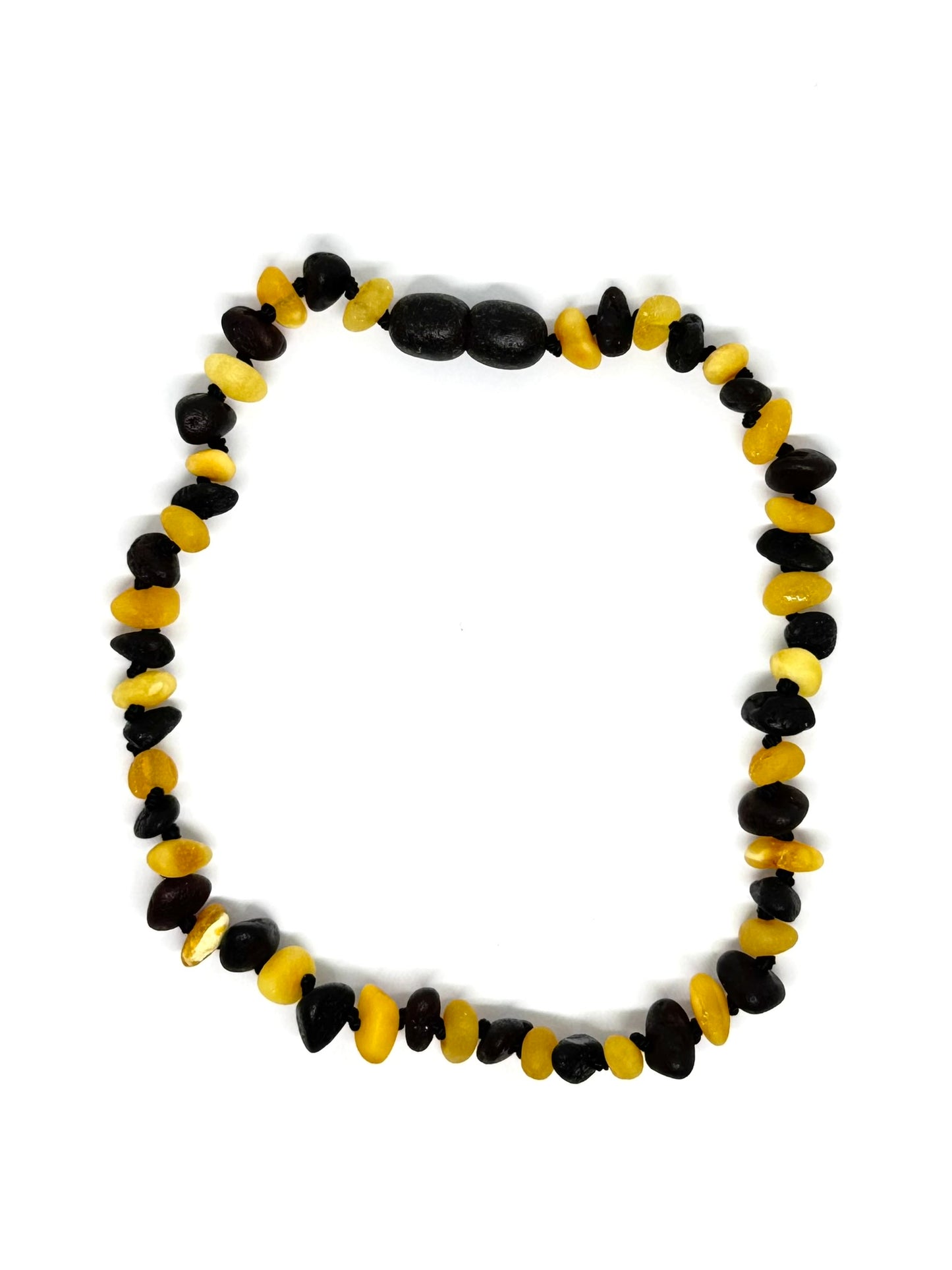 Ham Kehribar Bileklik - Tereyağı ve Siyah (26 cm)