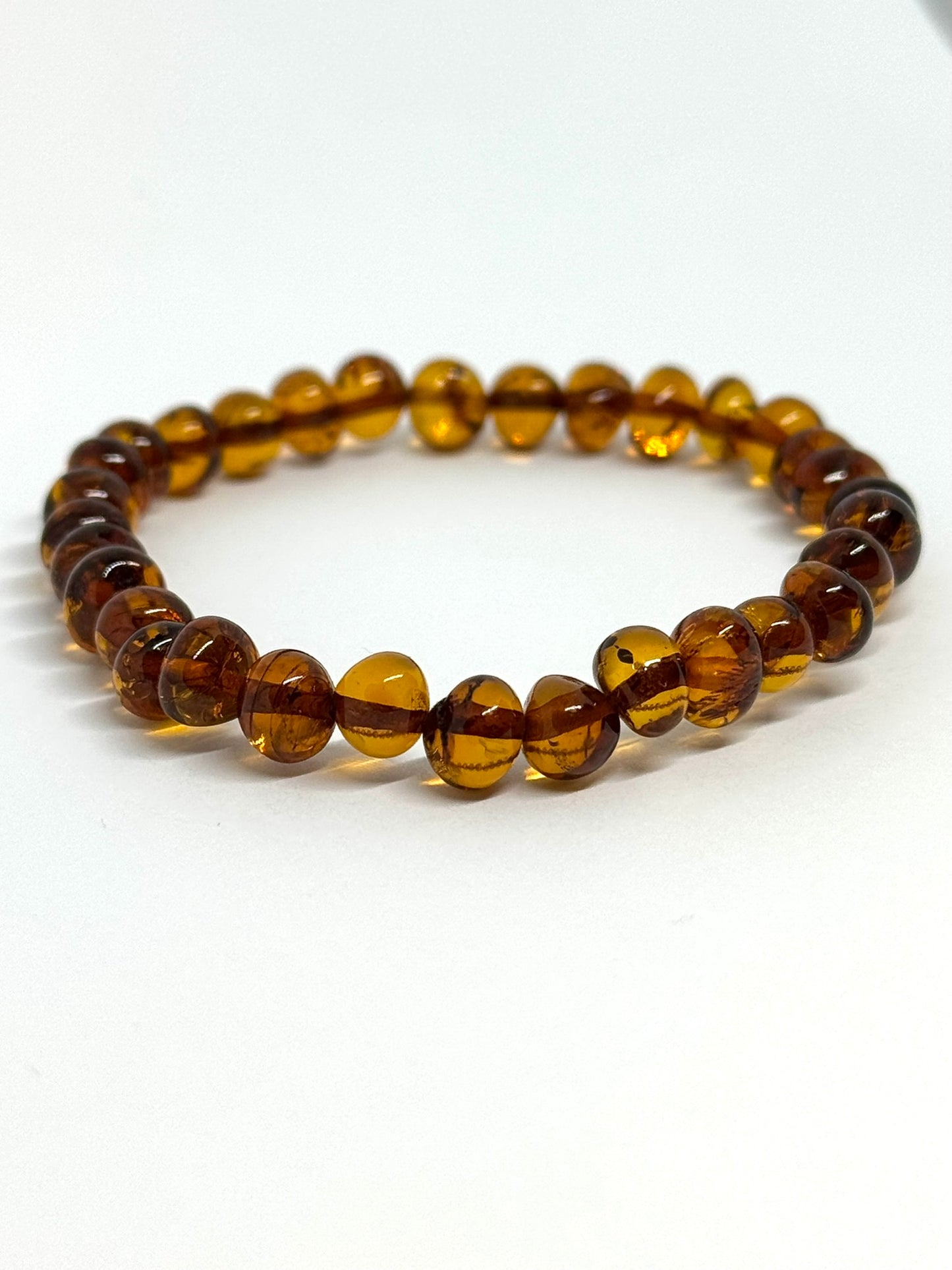 Elastik Kehribar Bileklik - Konyak (±19 cm)