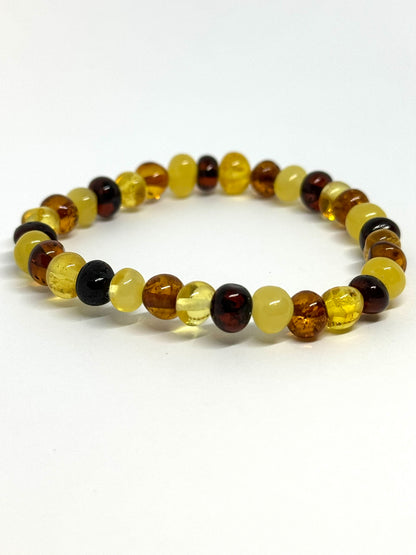 Elastik Kehribar Bileklik - Çok Renkli (±19 cm)