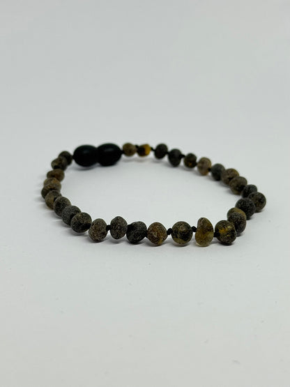 Ham Kehribar Bileklik - Koyu Yeşil (19-21 cm)