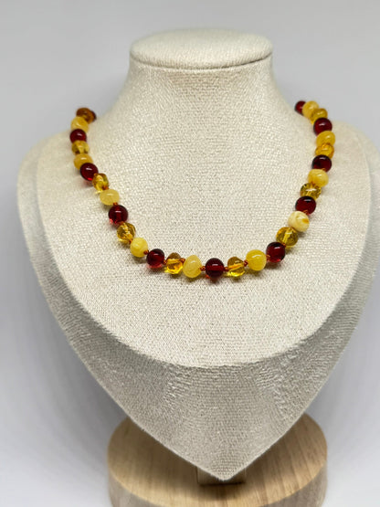 Kehribar Bebek Kolye - Çok Renkli Yakut (33 cm)