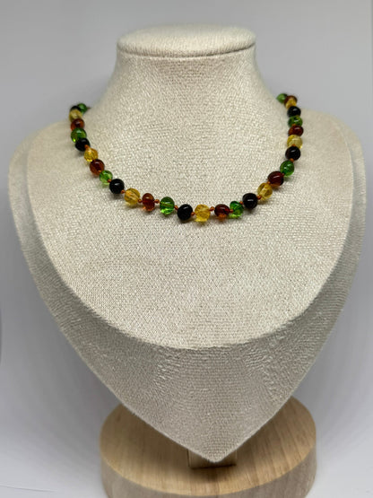 Kehribar Bebek Kolye - Çok Renkli Karayip (33 cm)