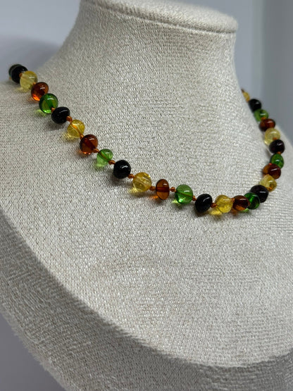 Kehribar Bebek Kolye - Çok Renkli Karayip (33 cm)